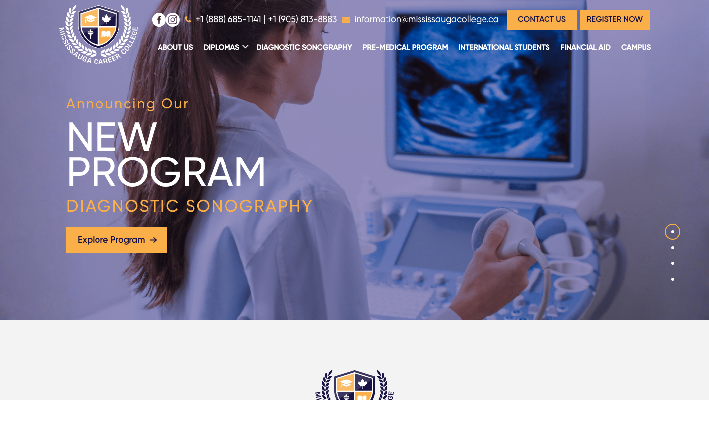 Mississauga Career College website preview